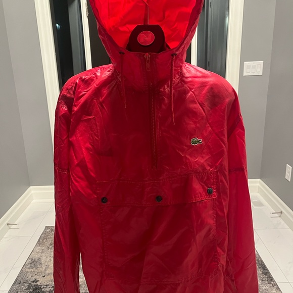 Vintage Lacoste best colour red size medium windbreaker hooded rare find💦💧fall - Picture 3 of 17